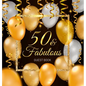 50th Birthday Guest Book: Keepsake Memory Journal for Men and Women Turning 50 - Hardback with Black and Gold Themed Decorations & Supplies, Personali - Hardcover