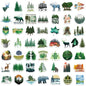 50PCS Green Forest Graffiti Stickers Decorative Guitar Luggage Waterproof DIY Stationery Stickers