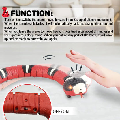 Interactive USB Rechargeable Snake Teaser Smart Sensing Electronic Cat & Small Dog Toy