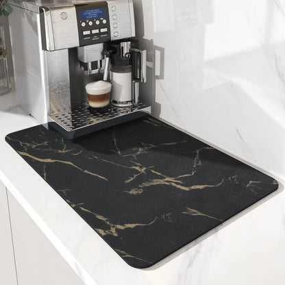 VIKAMA Coffee Machine Mat Rubber Backing Water-Absorbent Dish Drying Pad Kitchen Worktop Drainage Mat Home Decor