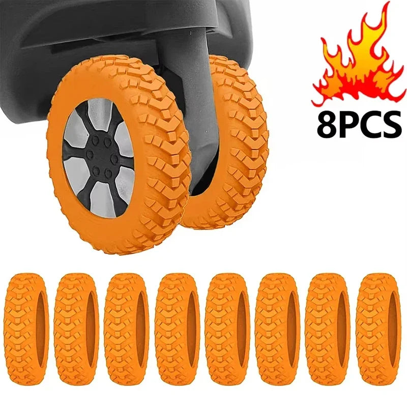 8-Pack Silicone Luggage Wheel Covers – 5 cm (2.0 in) Noise-Reducing Suitcase Caster Protectors