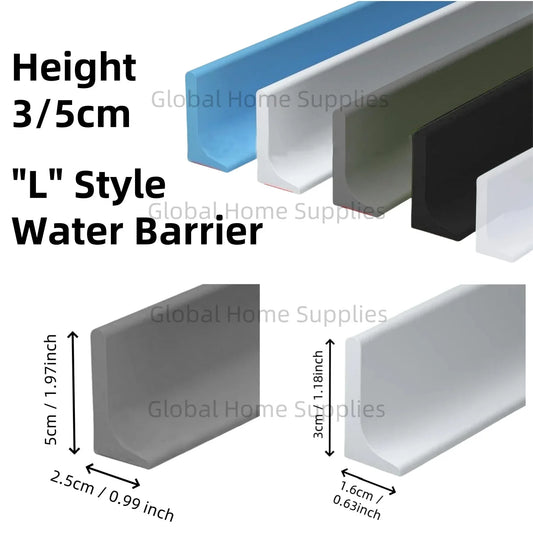 Silicone Shower Threshold Water Dam Strip — Bottom Seal for Glass Shower Door, Wet/Dry Separation, Adjustable 50–300cm (1.64–9.84ft), Heights 3–5cm (1.18–1.97in)