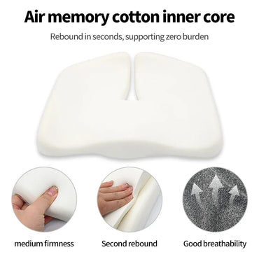 Orthopedic Memory Foam Coccyx Cushion for Tailbone & Sciatica Relief - Non-Slip Seat Pad for Office Chair and Car