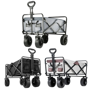 Heavy-Duty Collapsible Folding Beach Wagon Large Capacity Portable Utility Cart with All-Terrain Wheels