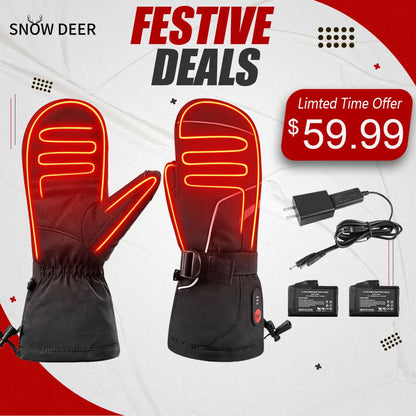SNOW DEER Electric Heated Gloves – Rechargeable Battery, 3-Gear Heating, Full Hand & Finger Warmth for Men & Women, Sizes XS–XXL