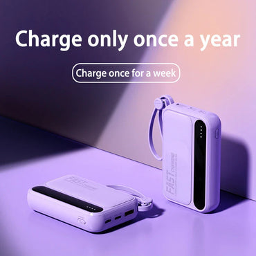 50000mAh 4-in-1 Power Bank Built-in Cables, 120W Fast Charging Digital Display & LED Light