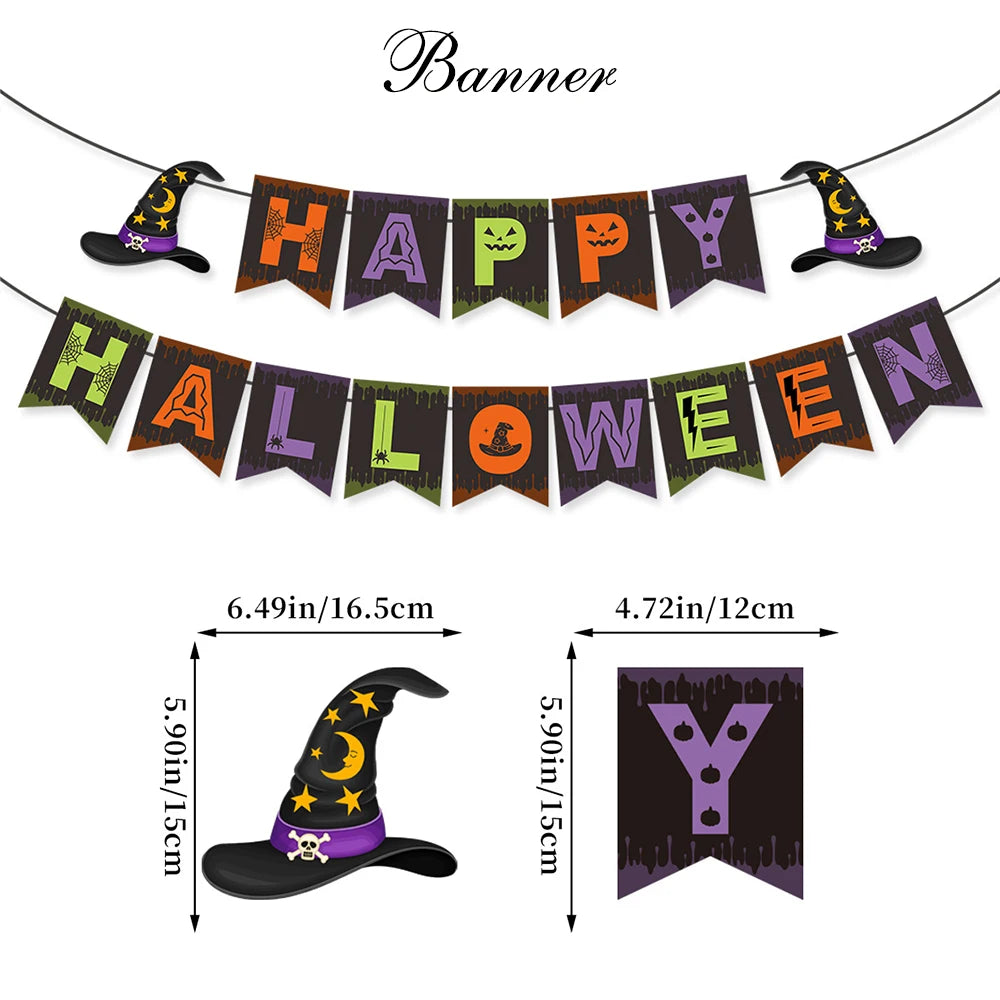 Halloween Party Decoration Set, Banner, Garland, Spider Web and More