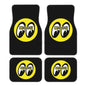 Moon Eyes Motorcycle Racing 4-Piece Car Floor Mats – Front 17.3×27 in (43.9×68.6 cm) & Rear 17.3×13.4 in (43.9×34.0 cm) Neoprene Rubber-Back All-Weather Mats