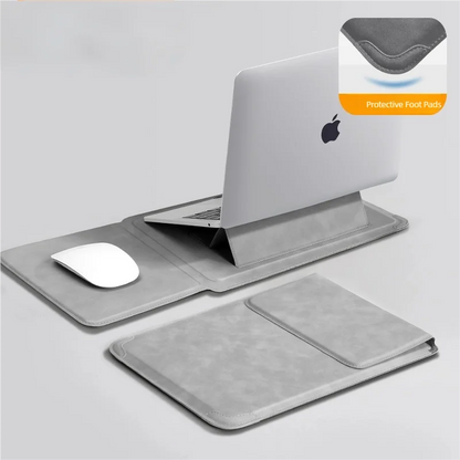 PU Laptop Sleeve with Built-in Stand 13–16 Inch — Slim Protective Case