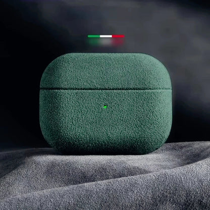 Italian Suede Leather Case for Wireless Earbud Charging Case – Luxury Suede Protective Cover with Wireless Charging Support