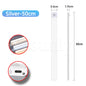 USB Rechargeable LED Motion Sensor Bar Light — Dimmable 3-Color Under-Cabinet Night Light, 10/20/30/40/50 cm (4–20 in)
