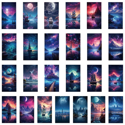 10/30/50pcs Kawaii Aesthetic landscape Sky Cartoon Stickers Cute Decal Kid Toy Laptop Notebook Phone Suitcase Stationery Sticker