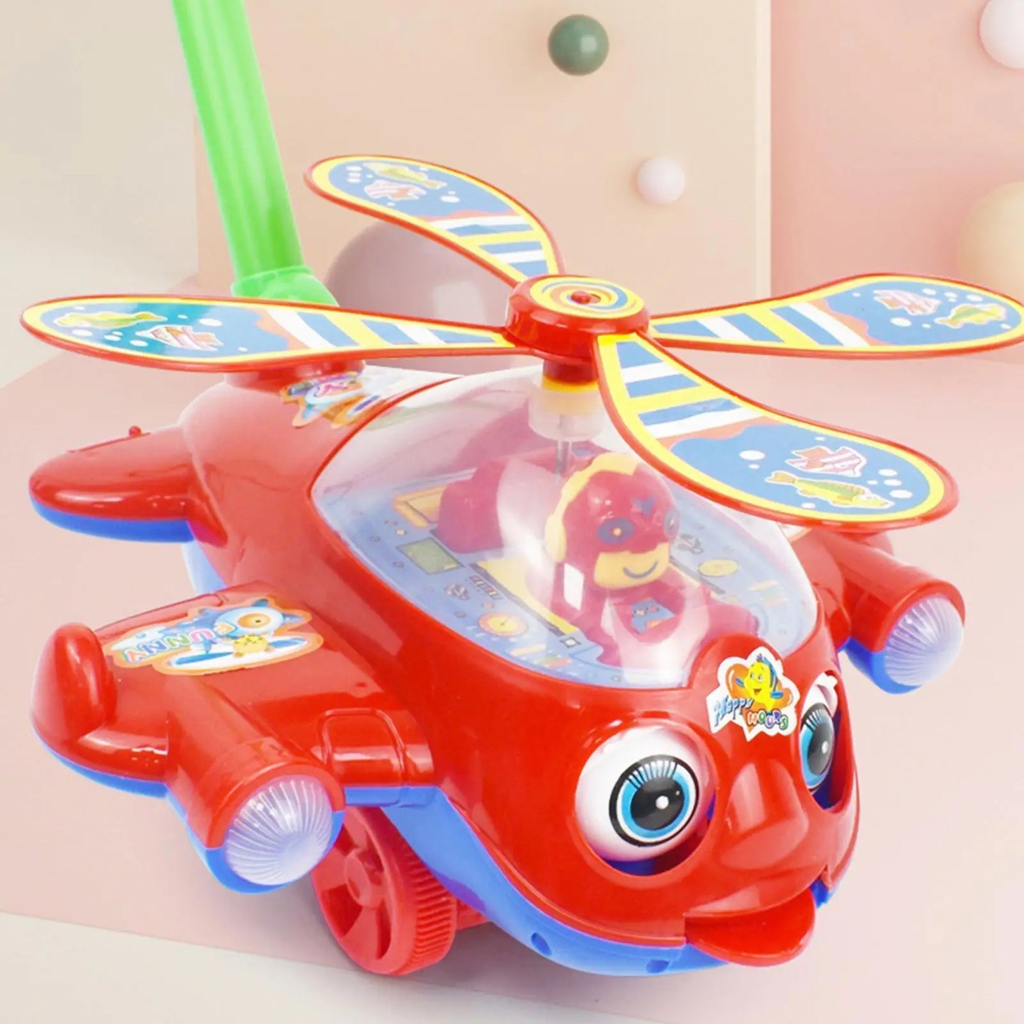 Outdoor Push-Along Baby Walker Plane Car Toy – Hand-Push Toddler Walker for Kids