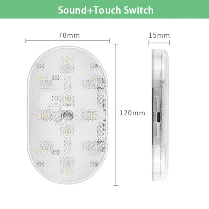 Motion Sensor LED Light 650mAh USB Rechargeable — Wireless Touch Night Light for Car Trunk, Closet & Cabinet