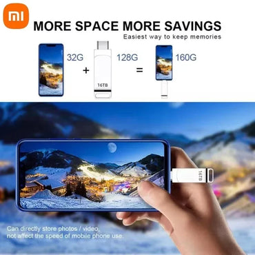 16TB USB 3.2 Type-C Metal Flash Drive - High-Speed Portable Pen Drive, Waterproof