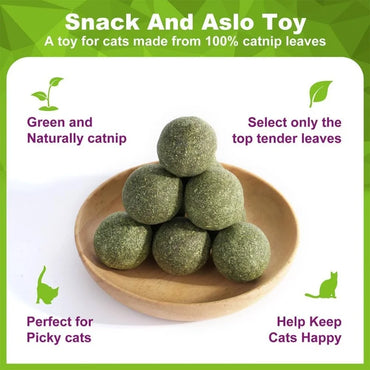 Natural Catnip Balls for Cats - 5/10/20-Pack Licking & Chew Toys, 13-15 mm (0.51-0.59 in)