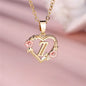 Female A-Z Letter Flower Pendant Necklace Yellow Gold Color Wedding Jewelry Gift For Women