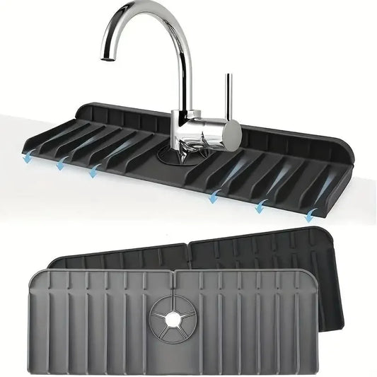 Silicone Sink Mat Sponge Holder – Wall-Mounted Dish Soap & Drain Pad Splash Guard Drying Mat 37 x 14 x 1.5 cm (14.6 x 5.5 x 0.6 in)