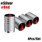 4-Pack Aluminum Tire Valve Stem Caps — Universal Dustproof Air Valve Caps for Car, Bike & Motorcycle