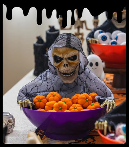 Halloween Pumpkin Candy Plate Decoration, Red or Purple