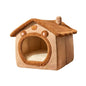Teddy Bear Plush Enclosed Pet Bed – Cozy Cat & Small Dog Nest, Brown