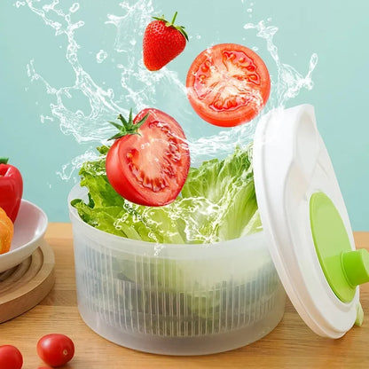Salad Spinner for Lettuce & Leafy Greens — Washer, Dryer & Strainer