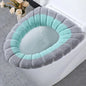 1-Piece Washable Knitted Toilet Seat Cover, Thick Soft Cushion with Handle, Fits Round and Oval Seats