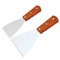 Wooden Handle Stainless Steel Offset Spatula for Steak, Burger, Pancake & Pizza - BBQ Kitchen Scraper