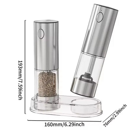 Automatic Electric Pepper & Salt Grinder – USB Rechargeable, Adjustable Coarseness, Ceramic Mill (Single or 2-Pack)
