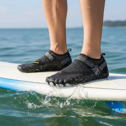 Barefoot Aqua Water Shoes – Anti-Slip Quick-Drying Beach & Swimming Sneakers for Men, Sizes 39–46, Black & Dark Blue