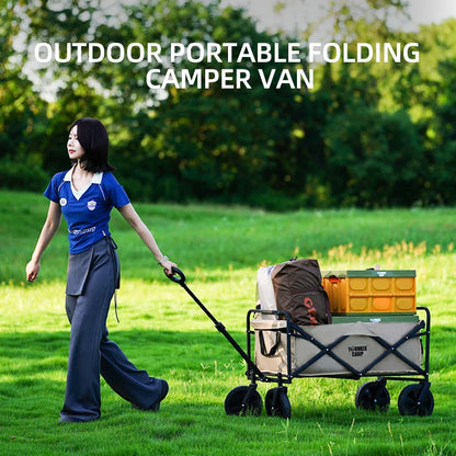 Collapsible Folding Utility Wagon – Heavy-Duty Large Capacity Portable Beach & Camping Trolley