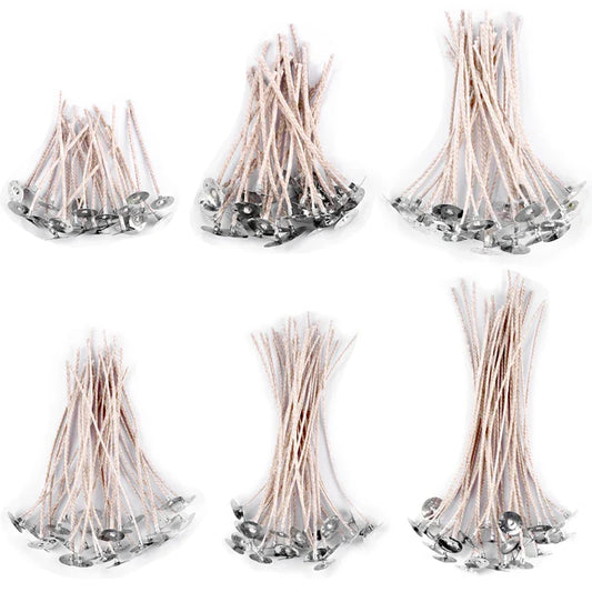 Smokeless Cotton Candle Wicks 30-Pack — 6–20 cm (2.4–7.9 in) Large-Base Woven Wicks for Soy Wax & Kerosene Lamps