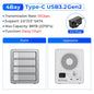 5-Bay 10Gbps SATA HDD & SSD Docking Station, 2.5"/3.5" USB 3.2 Gen2 Type-C Enclosure with Daisy Chain & 150W Power