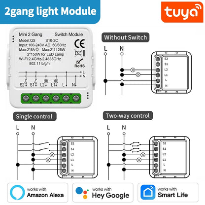 TNCE Tuya Switch Light Curtain Dimmer WIFI Zigbee, Smart DIY MINI Module, Roller Shutter motor Breaker, voice alexa google home