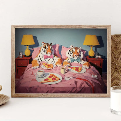 Wall Art Tiger Pizza wall art Print: Dopamine Decor Retro Wall Art Creativity Print, Large Printable Art  Print for Home room