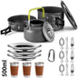 Lightweight Aluminum Camping Cookware Set – Nonstick Pot & Pan for 2-4 People with Mesh Carry Bag