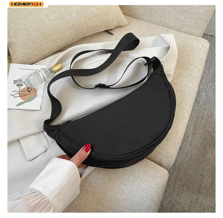 Large Nylon Hobo Dumpling Shoulder Bag for Women - Casual Travel and Commuter Bag