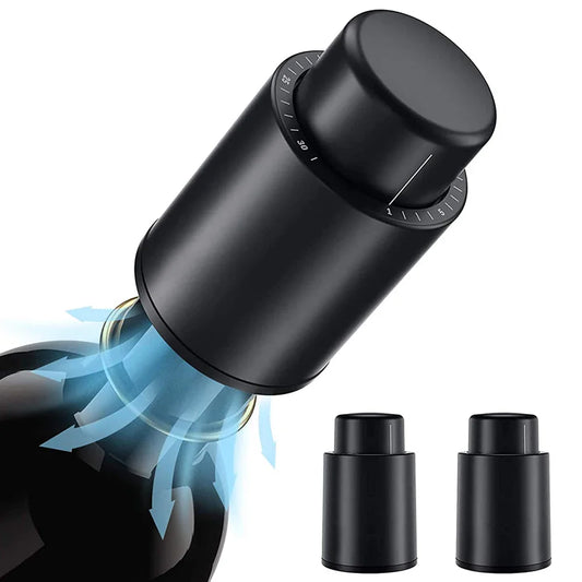 Vacuum Wine Bottle Stopper with Date Dial – Airtight Reusable Wine Sealer Pump