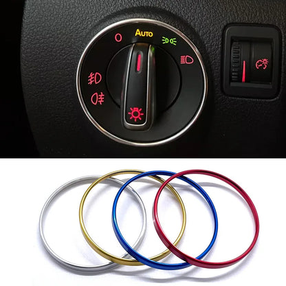 Metal Headlight Switch Trim Ring - Car Interior Switch Cover for Golf Passat Polo
