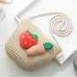 Kids Mini Woven Natural Straw Crossbody Bag for Girls Cute Shoulder Purse