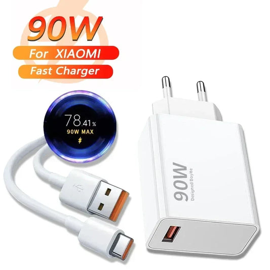 65W USB Quick Charger with USB-A to USB-C Fast Charging Cable – PD/QC Compatible, UL CE EMC Certified