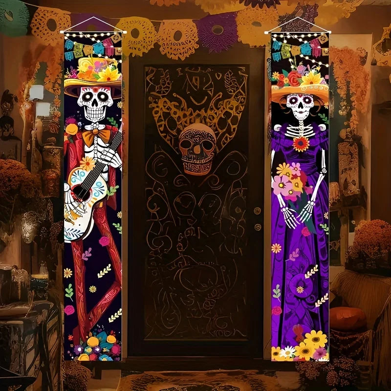 2D Halloween Skull Door Decoration, 180 x 30 cm