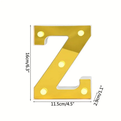 1PC 16cm Golden Numbers&English Led Letter Lights,Battery Powered Decoration Light For Festive,Proposal,Birthday,Wedding,Party