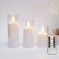3-Piece Acrylic Flameless LED Candles with Remote & Timer, Flickering Battery-Operated Clear Glass Effect for Wedding, Party & Christmas