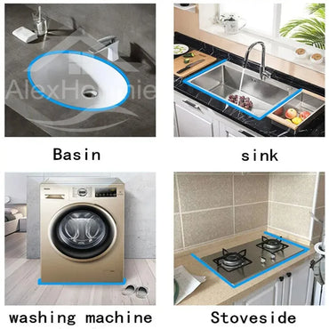 Self-Adhesive Silicone Water Stopper Strip 12 x 20 mm (0.47 x 0.79 in) for Shower, Washing Machine & Door Threshold
