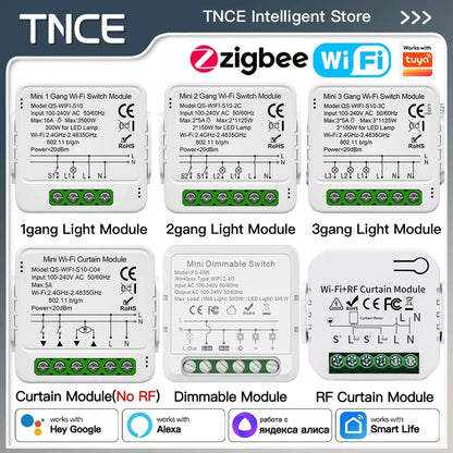 TNCE Tuya Switch Light Curtain Dimmer WIFI Zigbee, Smart DIY MINI Module, Roller Shutter motor Breaker, voice alexa google home