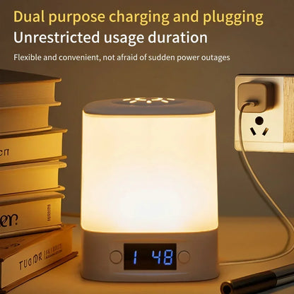 Rechargeable LED Night Light with Clock Display - USB Bedside Lamp, Touch & Remote, Adjustable Brightness & Color Temperature for Nursery & Reading