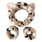 3pcs Wash Face Headband Soft Comfortable Plush Headband Wrist Strap Set For Girls Cartoon Cat Ear Shaped Wash Up Headband Kit