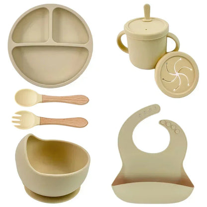 Food Grade Silicone Baby Feeding Dish Set Suction Plate Cup