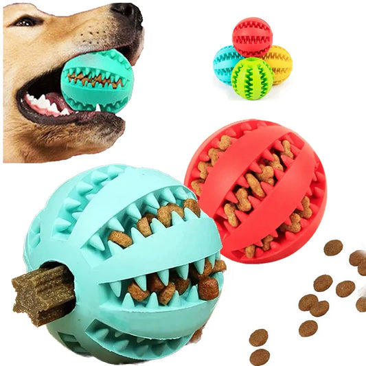 Interactive Rubber Chew Ball for Dogs & Cats — Treat Dispenser & Tooth-Cleaning Puppy Toy (5 cm / 2 in & 7 cm / 2.8 in)